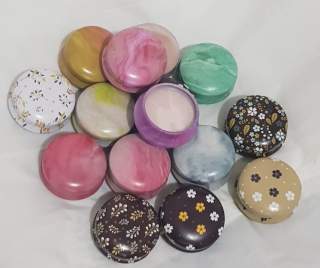 Lip Balm in cute round tin Tins vary